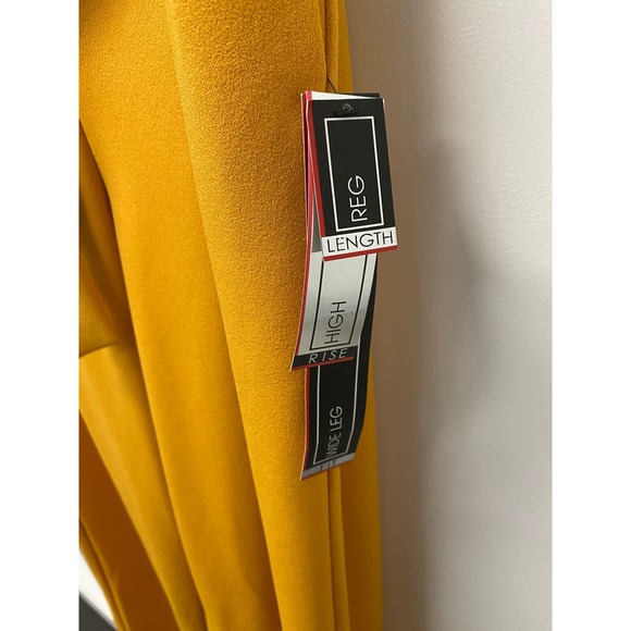 NWT BBJ Los Angeles Wide Leg Pants XL Yellow Belted High Waist Button Fly Womens - Picture 6 of 6